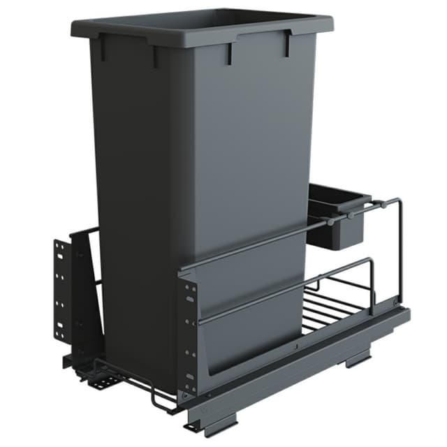 Vauth-Sagel Bottom Mount Trash Pullout, ENVI BMT Saphir Series, Single 50 Quart Bin, for 15" Openings