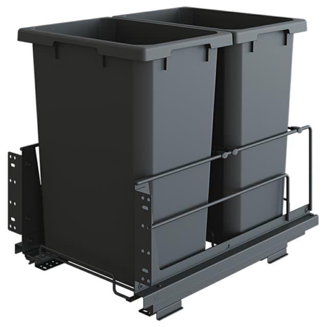 Vauth-Sagel Bottom Mount Trash Pullout, ENVI BMT Saphir Series, Double 35 Quart Bins, for 18" Openings