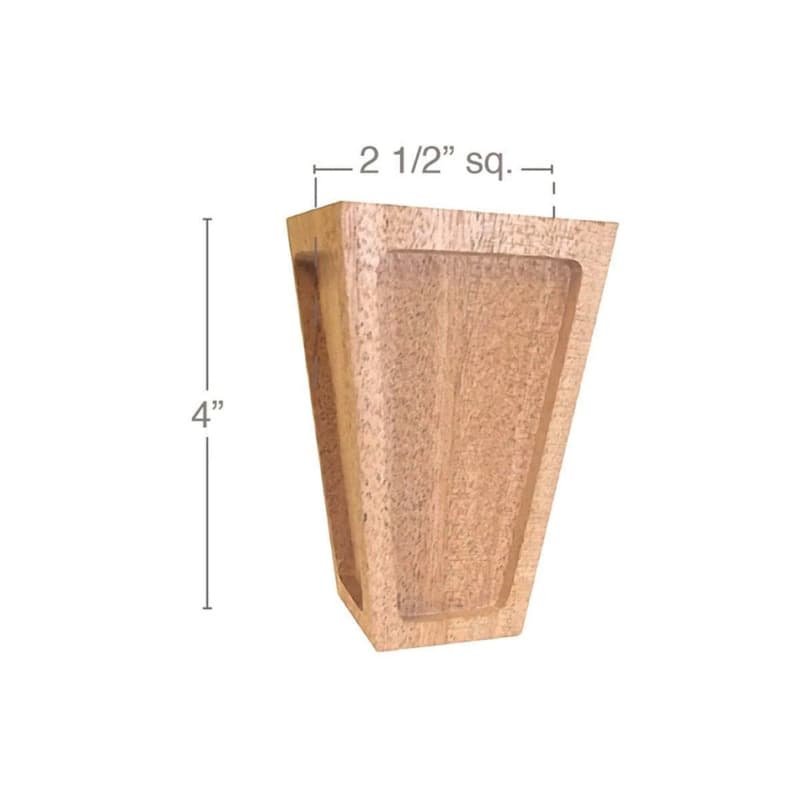 4" x 2-1/2" x 2-1/2" Mission Tall Square Bun Foot, Alder