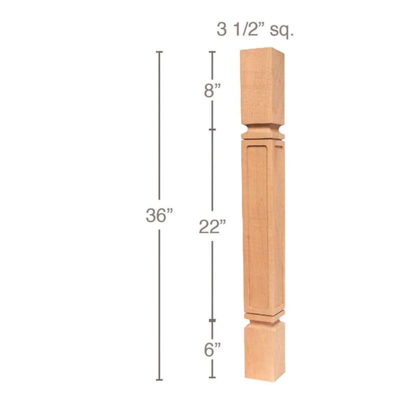 36" x 3-1/2" x 3-1/2" Mission Island Column, Maple