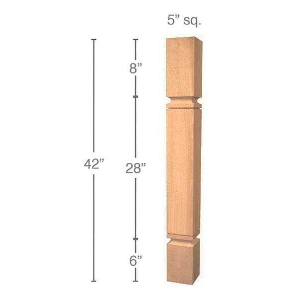 42" x 5" x 5" Metro Cam Bar Column, Alder
