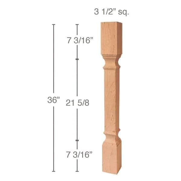 36" x 3-1/2" x 3-1/2" Metro Island Column, Maple