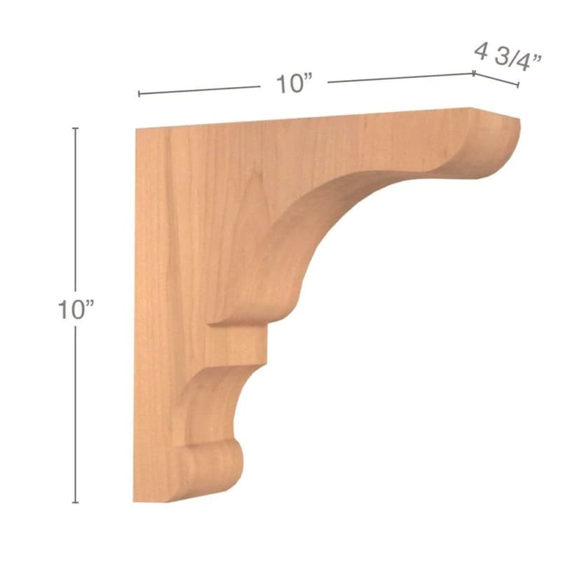 10" x 10" x 4-3/4" Transitional Overhang Bar Bracket Corbel, Maple