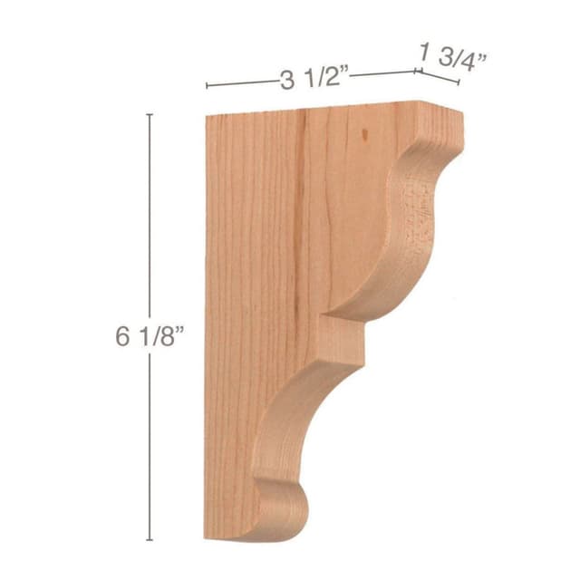 Transitional Corbel, Alder, 6-1/8" Tall, PRO Value