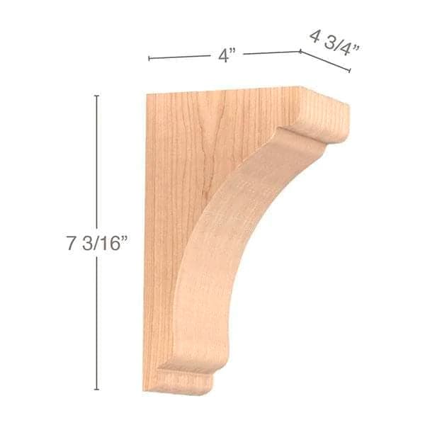 7-3/16" x 4" x 4-3/4" Shaker Extra Small Bar Bracket Corbel, Maple