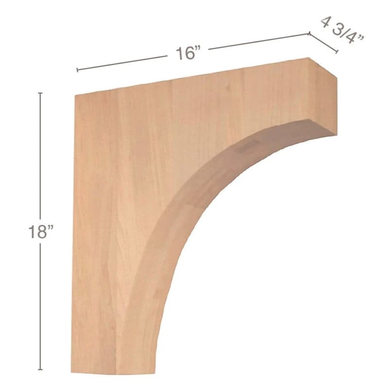 18" x 16" x 4-3/4" Contemporary Rangehood Corbel, Maple