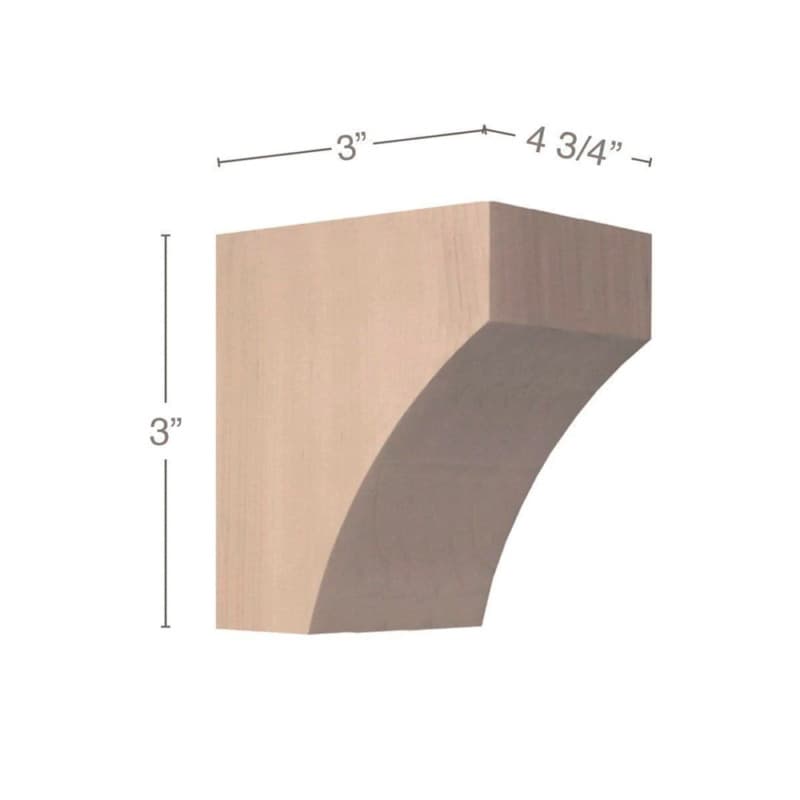 3" x 3" x 4-3/4" Contemporary Petite Bar Bracket Corbel, Cherry