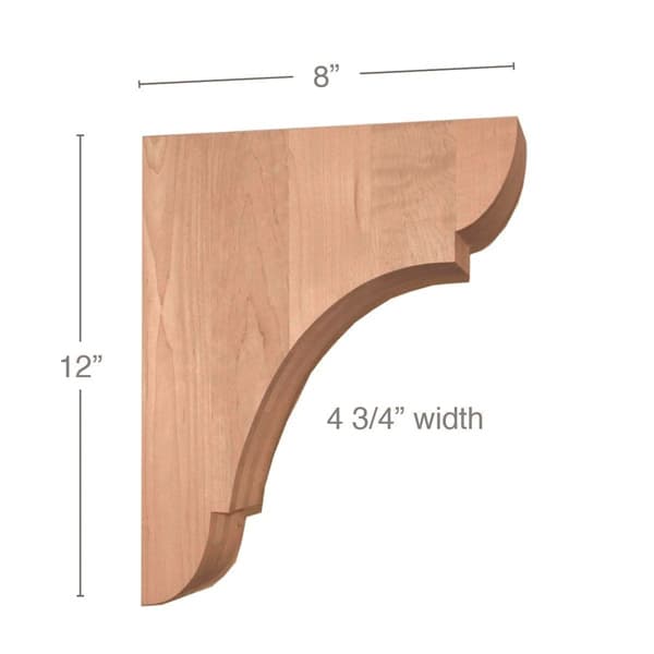 12" x 8" x 4-3/4" Classic Large Bar Bracket Corbel, Maple
