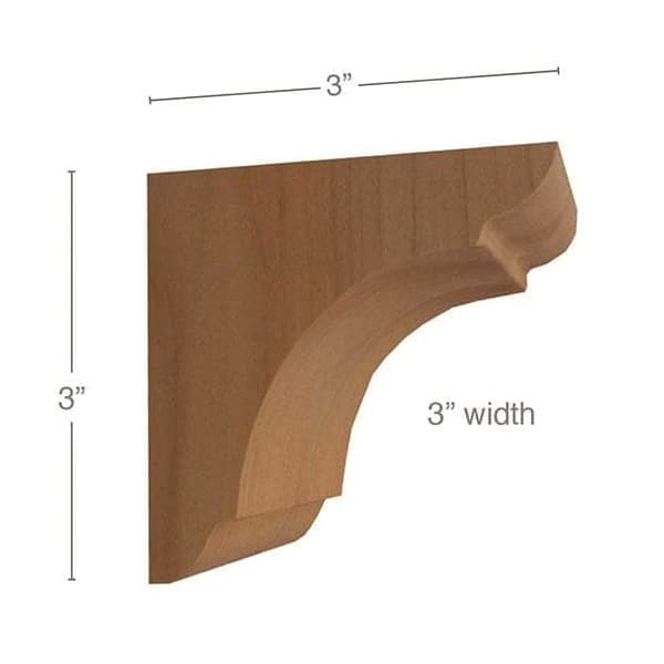 3" x 3" x 3" Classic Petite Bar Bracket Corbel, Maple