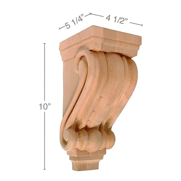 10" x 5-1/4" x 4-1/2" Small Traditional Corbel, Cherry