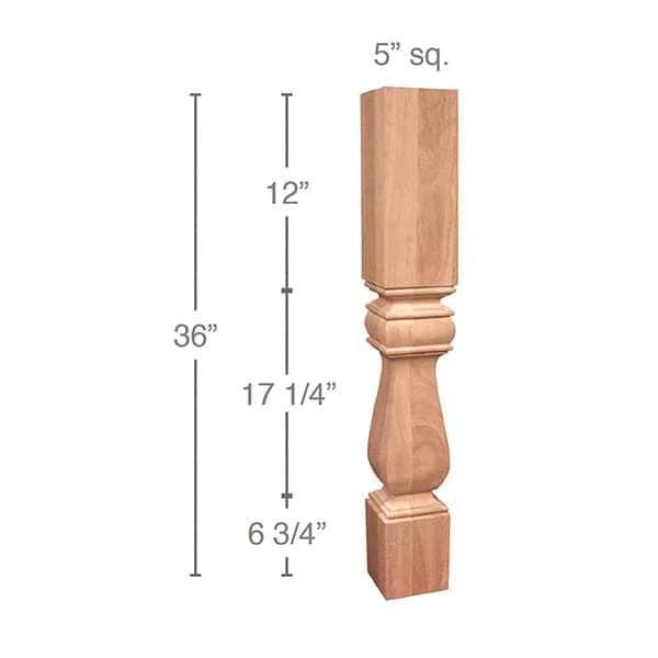 36" x 5" x 5" Traditional Island Column, Cherry