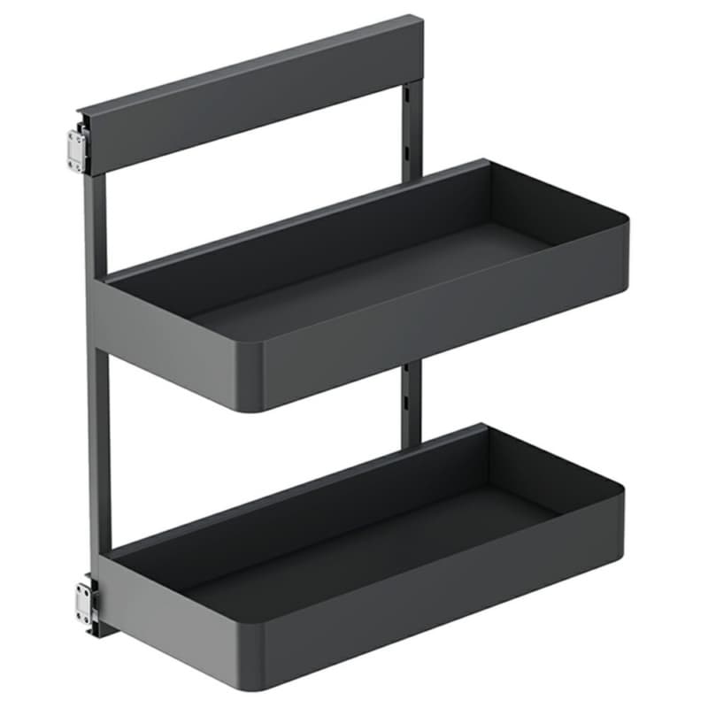 4.09" 2-Tier Planero Base Cabinet Organizer with Soft-Closing, Carbon Steel Gray
