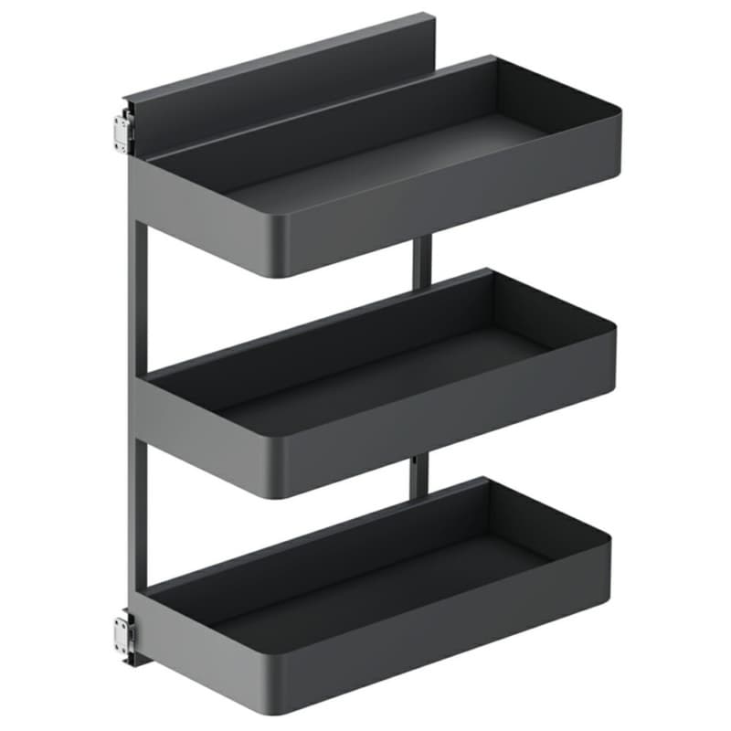 4.09" 3-Tier Planero Base Cabinet Organizer with Soft-Closing, Carbon Steel Gray, 30.5" High