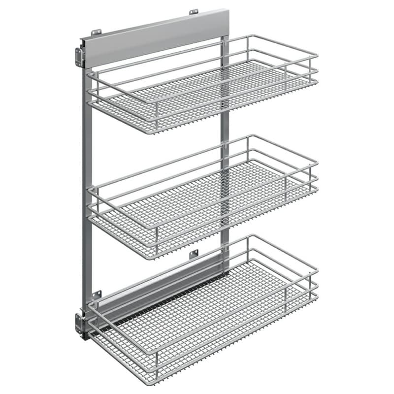 10.05" 3-Tier Saphir Base Cabinet Organizer with Soft-Closing, Platinum, 25.5" High