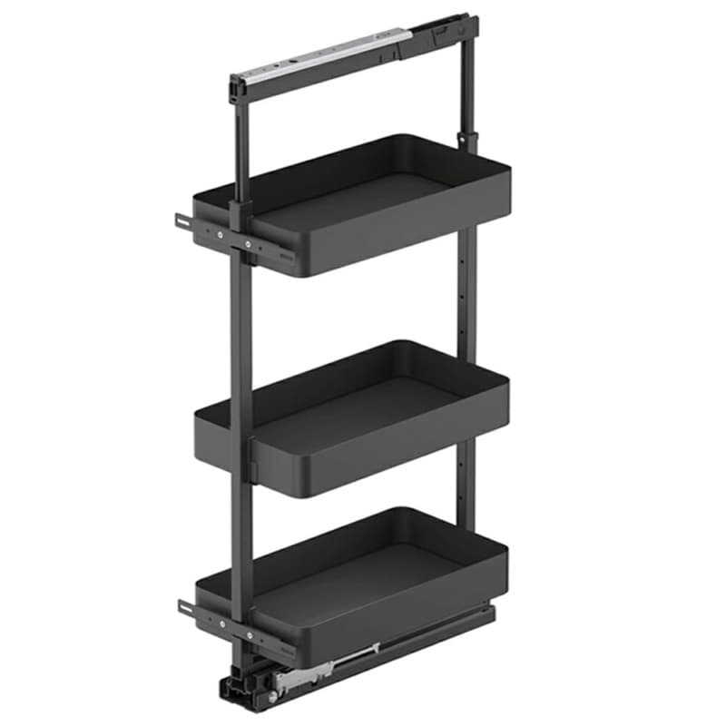 20.47" x 47.25" 3-Shelf Planero Pullout Pantry with PAM and Soft-Closing, Carbon Steel Gray