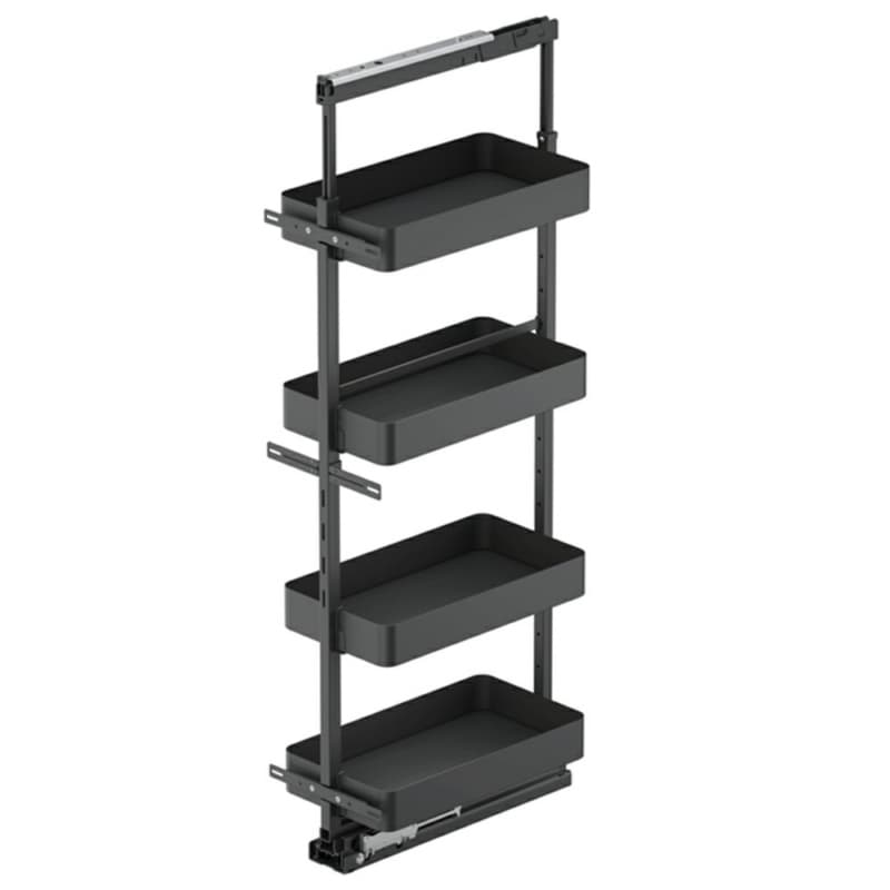 17.5" x 67" 4-Shelf Planero Pullout Pantry with PAM and Soft-Closing, Carbon Steel Gray