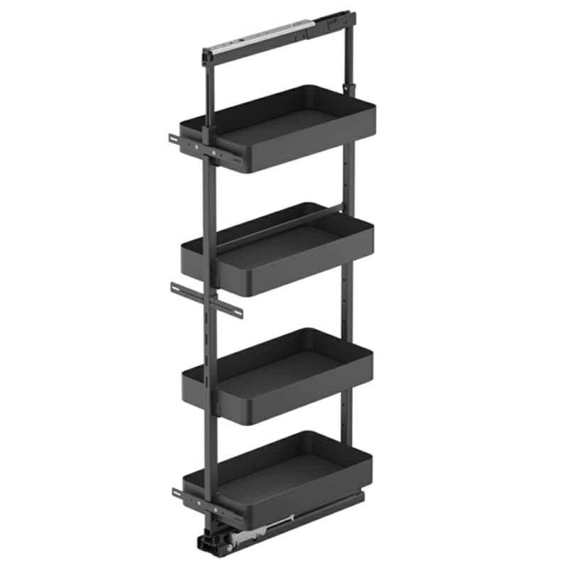 20.47" x 67" 4-Shelf Planero Pullout Pantry with PAM and Soft-Closing, Carbon Steel Gray