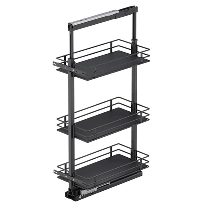 20.47" x 47.25" 3-Shelf Scalea Pullout Pantry with PAM and Soft-Closing, Carbon Steel Gray