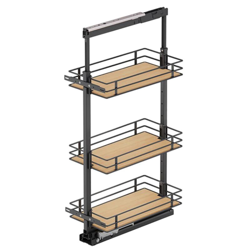 8.5" x 47.25" 3-Shelf Scalea Pullout Pantry with PAM and Soft-Closing, Maple