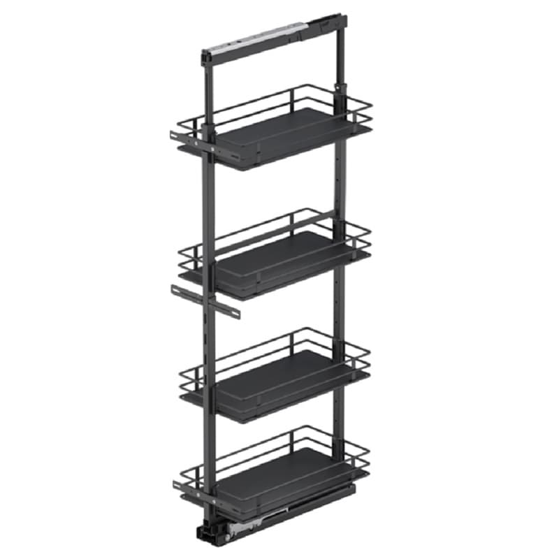 20.47" x 67" 4-Shelf Scalea Pullout Pantry with PAM and Soft-Closing, Carbon Steel Gray