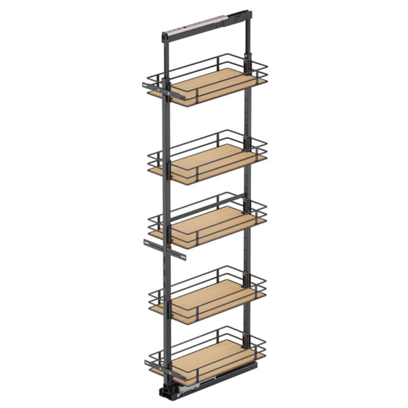 17.5" x 76.75" 5-Shelf Scalea Pullout Pantry with PAM and Soft-Closing, Maple