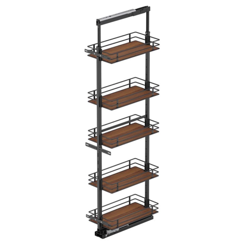 17.5" x 76.75" 5-Shelf Scalea Pullout Pantry with PAM and Soft-Closing, Walnut