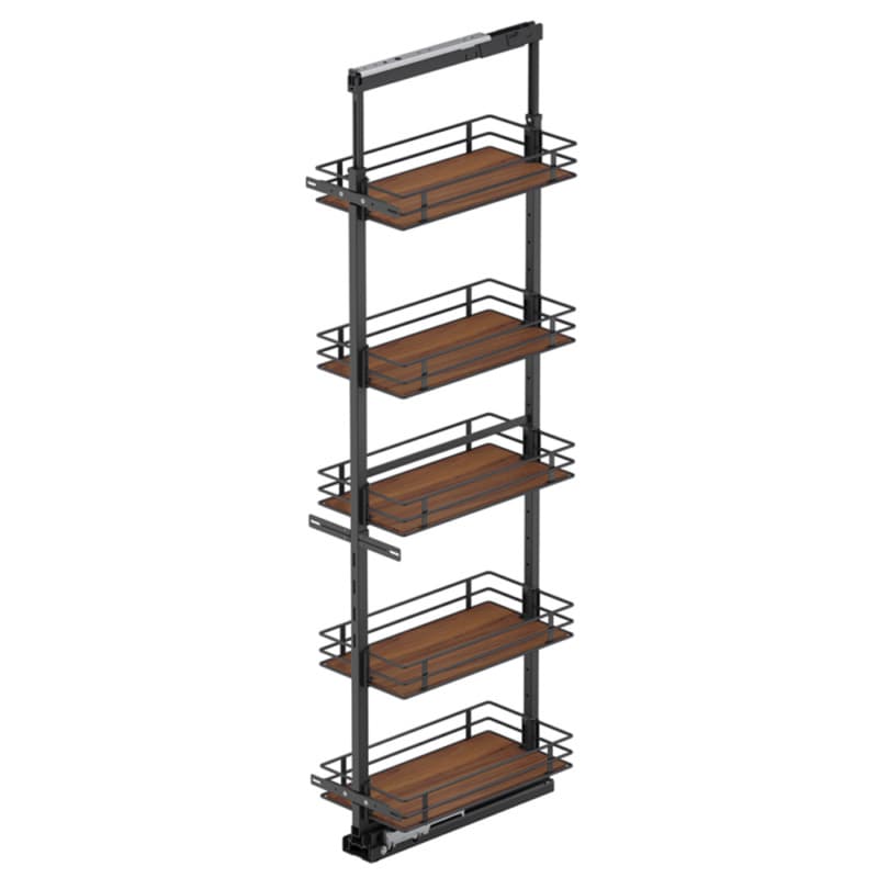 20.47" x 76.75" 5-Shelf Scalea Pullout Pantry with PAM and Soft-Closing, Walnut