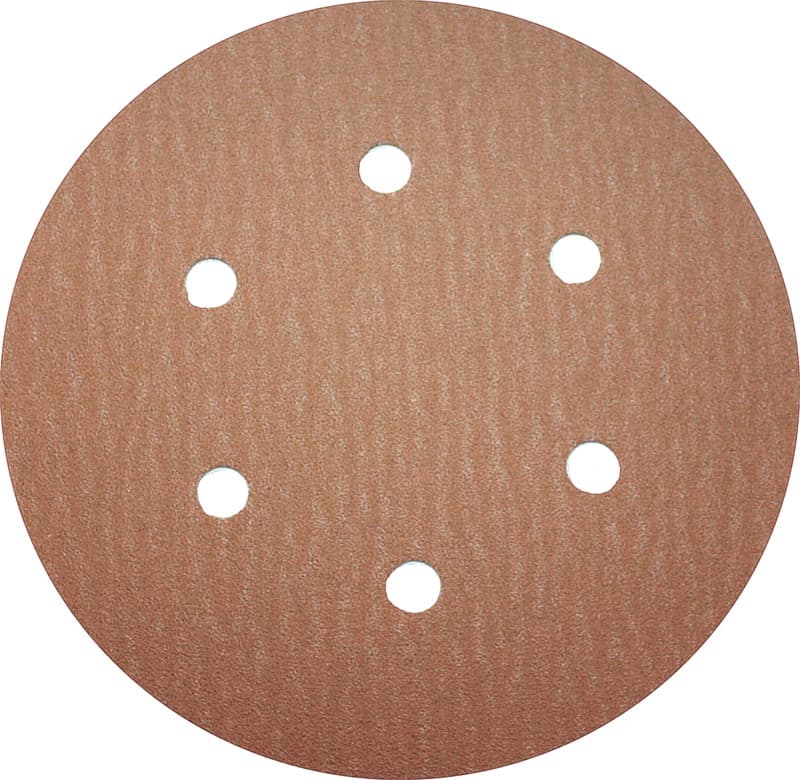 6" Hook & Loop 120 Grit L02808 6 Holes Sanding Disc, Heat Treated Aluminum Oxide on Paper (50/Box)
