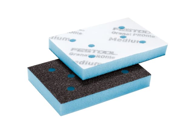 Festool, Foam Sanding Pads, 3 in x 4 in Hook and Loop Aluminum Oxide Granat PROfile