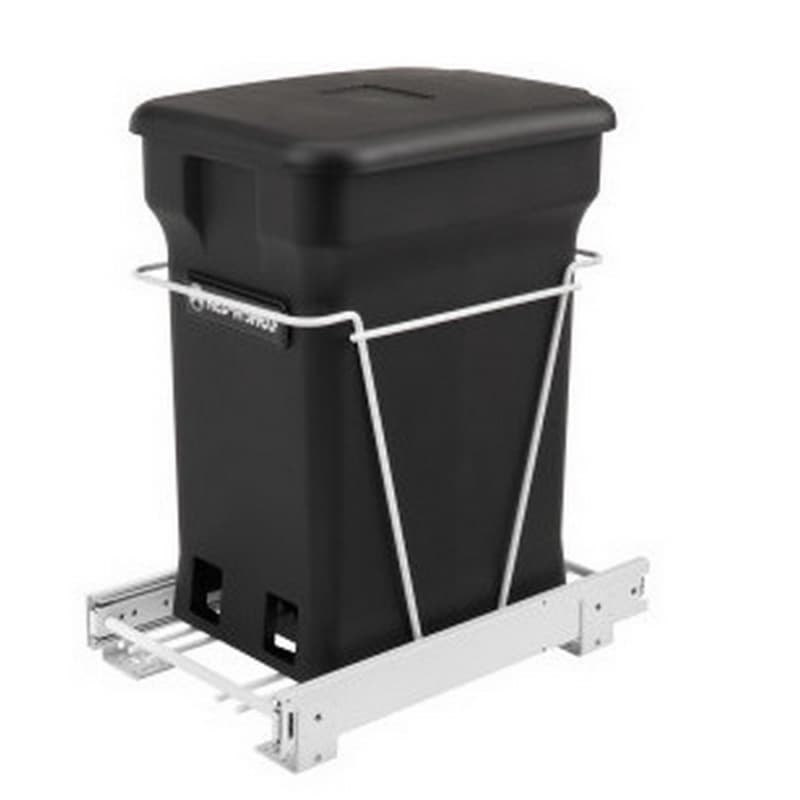 Single 24 QT Bottom-Mount Waste Container Pullout, Black