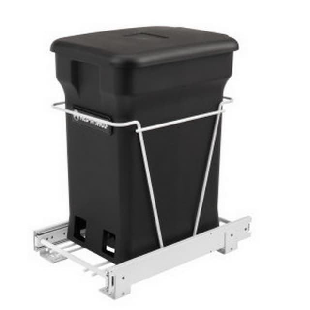Single 24 QT Bottom-Mount Waste Container Pullout, Black
