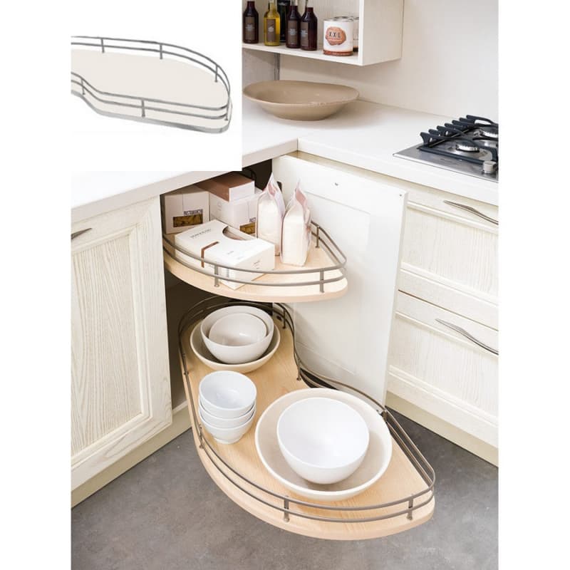 2-Tier Left-Hand Fly Moon Blind Corner Organizer Shelf Kit for 21" Cabinet Opening, Chrome/White