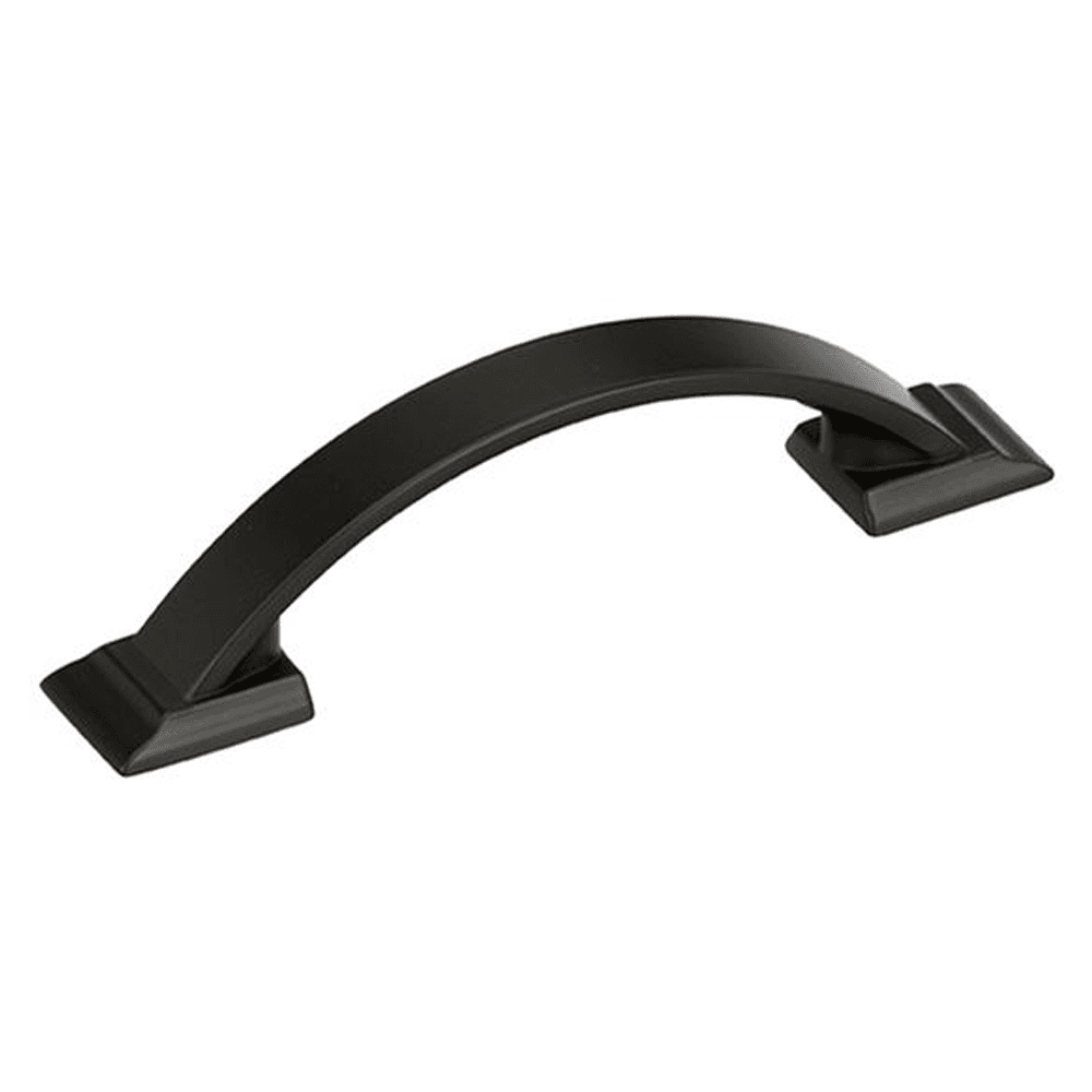 Amerock 3" Candler Arch Pull in Black Bronze finish on wood cabinet