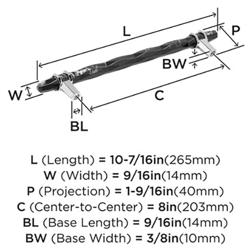 8" Carrione Cabinet Pull, Marble White/Satin Nickel Alt 1 - Image