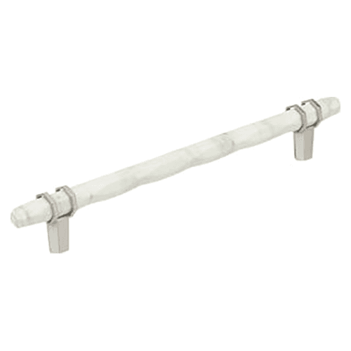 8" Carrione Cabinet Pull, Marble White/Satin Nickel Main - Image