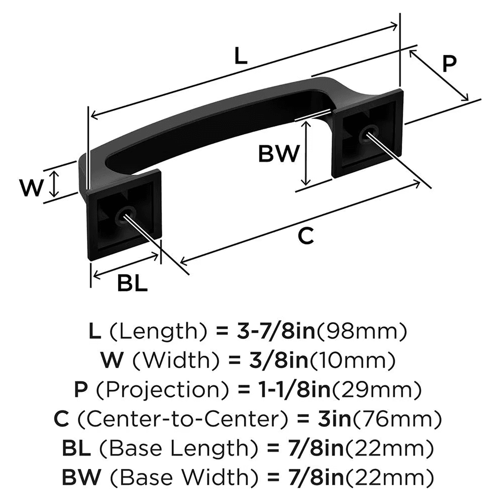 76mm Ville Cabinet Pull, Matte Black Alt 1 - Image