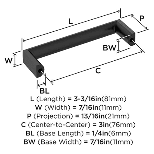 3" Metro Cabinet Pull, Matte Black Alt 1 - Image