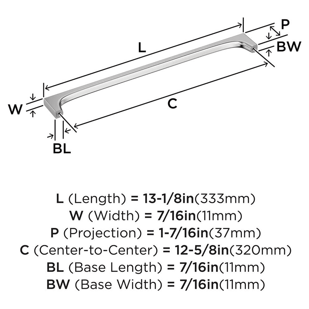 320mm Merced Cabinet Pull, Polished Chrome Alt 1 - Image