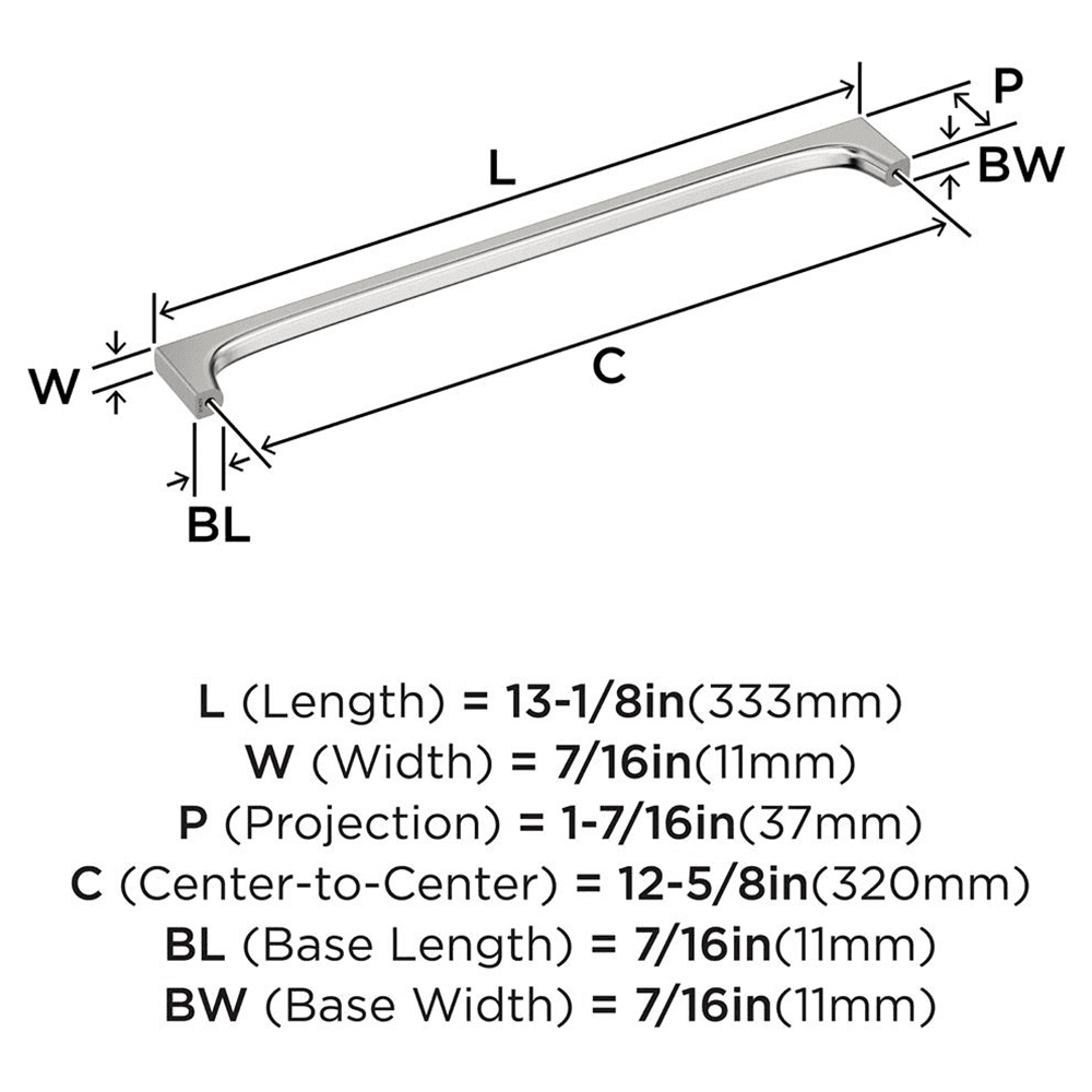 320mm Merced Cabinet Pull, Polished Nickel Alt 1 - Image
