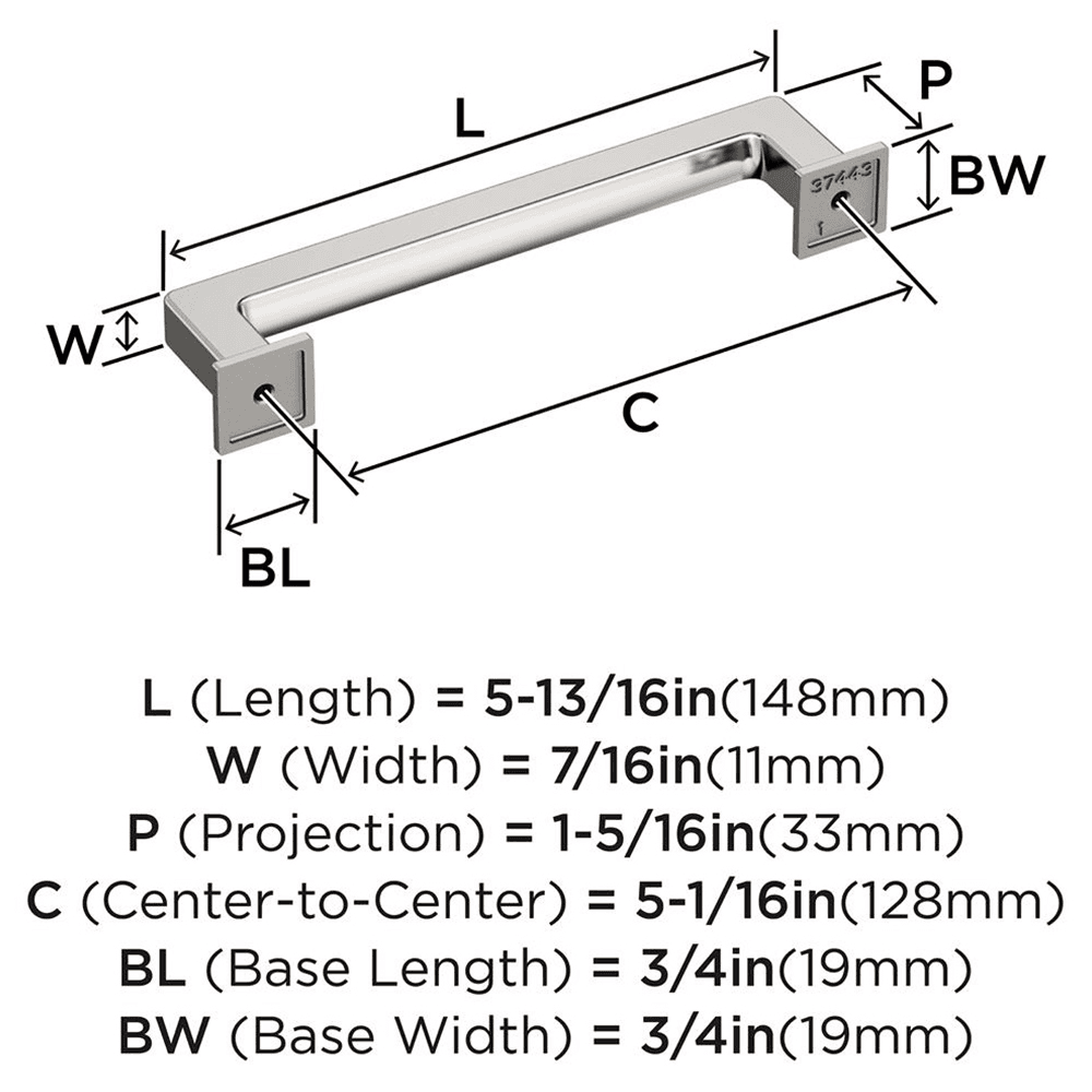 128mm Lintel Cabinet Pull, Polished Nickel Alt 1 - Image
