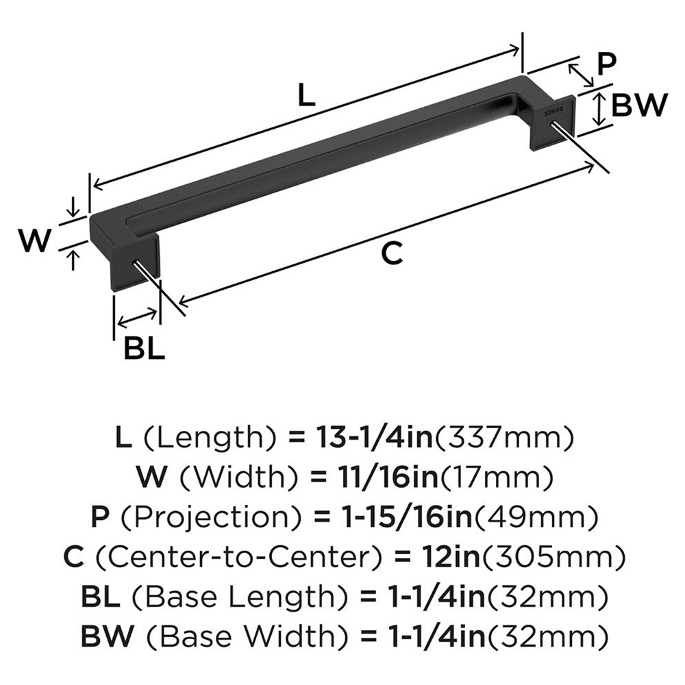 305mm Lintel Appliance Pull, Matte Black Alt 1 - Image