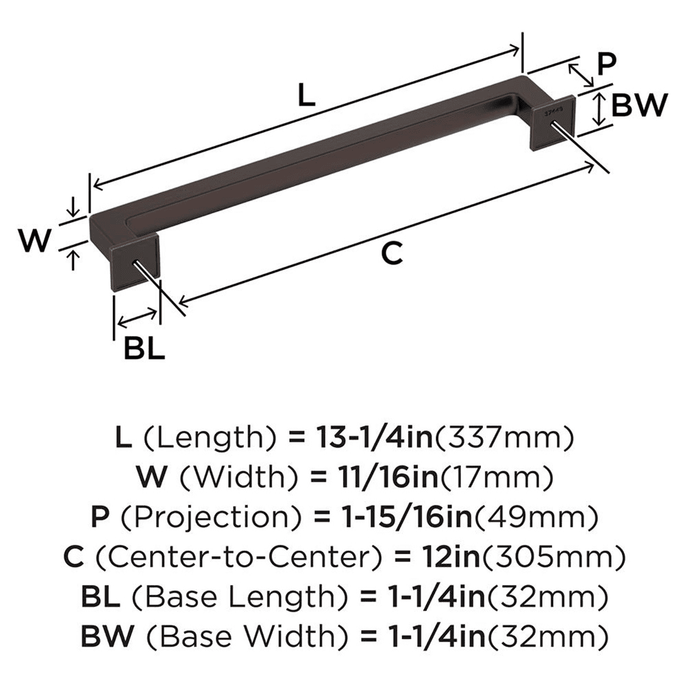 305mm Lintel Appliance Pull, Oil-Rubbed Bronze Alt 1 - Image