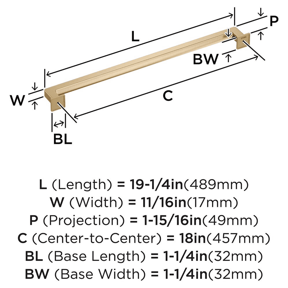 457mm Lintel Appliance Pull, Golden Champagne Alt 1 - Image