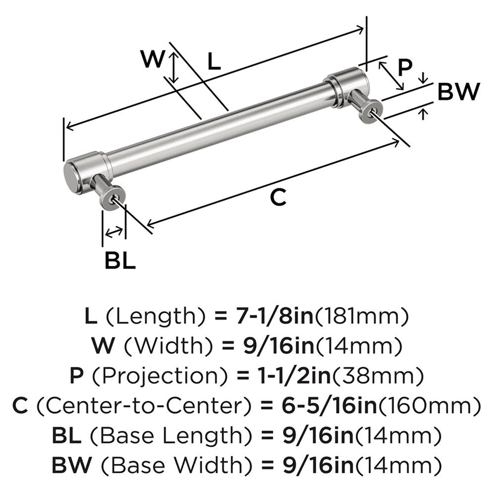 160mm Faircrest Cabinet Pull, Polished Nickel Alt 1 - Image