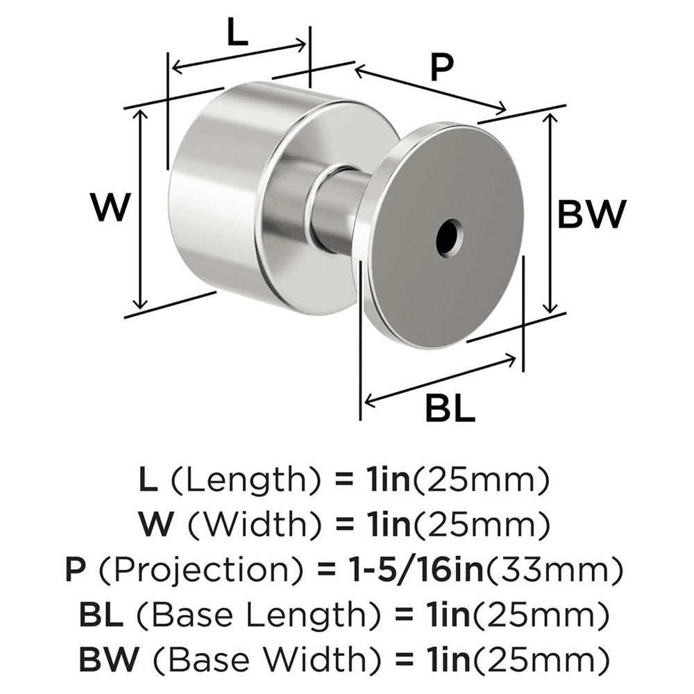 1" Balon Cabinet Knob, Polished Nickel Alt 1 - Image