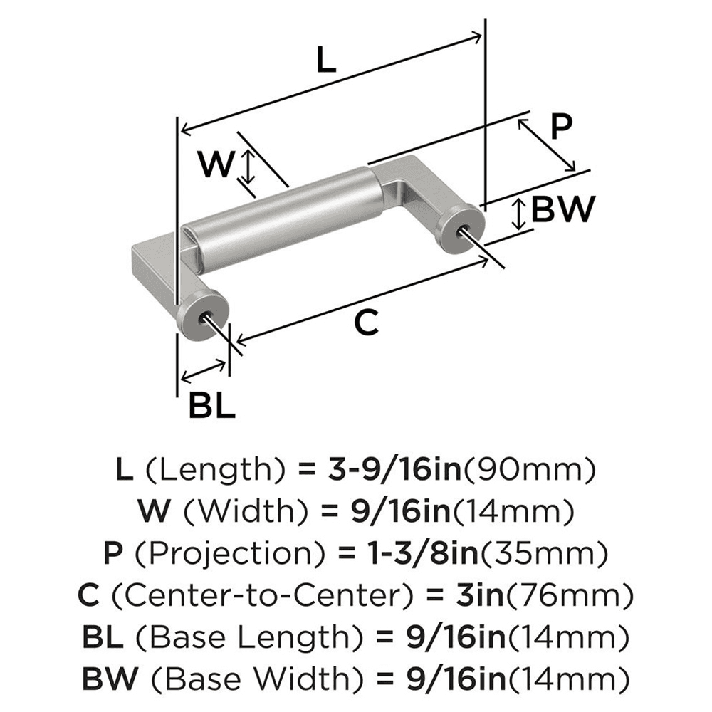 76mm Balon Cabinet Pull, Satin Nickel Alt 1 - Image