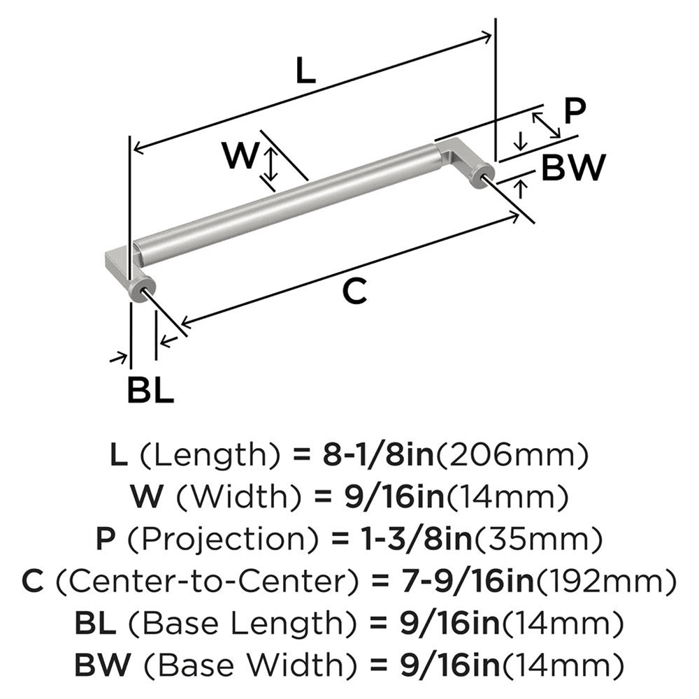 192mm Balon Cabinet Pull, Satin Nickel Alt 1 - Image