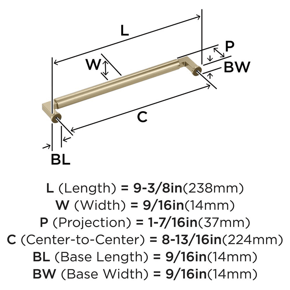 224mm Balon Cabinet Pull, Golden Champagne Alt 1 - Image