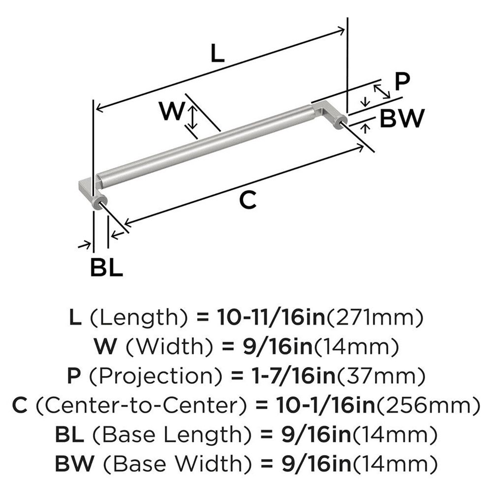 256mm Balon Cabinet Pull, Satin Nickel Alt 1 - Image