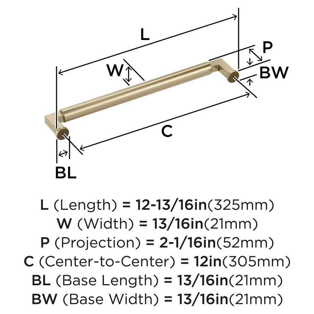 305mm Balon Appliance Pull, Golden Champagne Alt 1 - Image